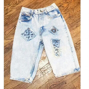 Vintage jorts acid wash No excuse 1980s womens size 7 knee length‎